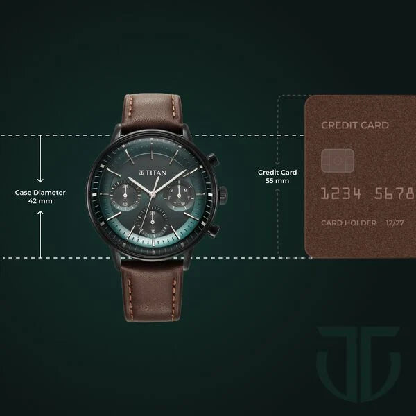 Titan 90171NL01 | Titan Light Leathers Quartz Multifunction Black Dial Leather Strap Watch for Men