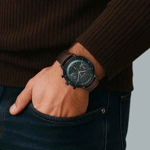 Titan 90171NL01 | Titan Light Leathers Quartz Multifunction Black Dial Leather Strap Watch for Men