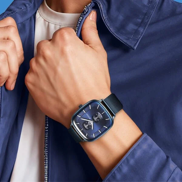 Titan 90178QM01 | Titan Avant Garde Blue Dial Quartz Multifunction Stainless Steel Strap Watch for Men
