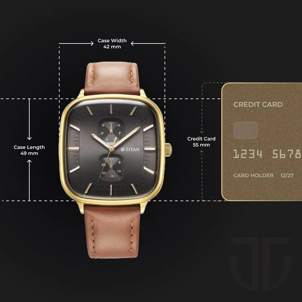 Titan 90178YL01 | Titan Avant Garde Anthracite Dial Quartz Multifunction Leather Strap watch for Men