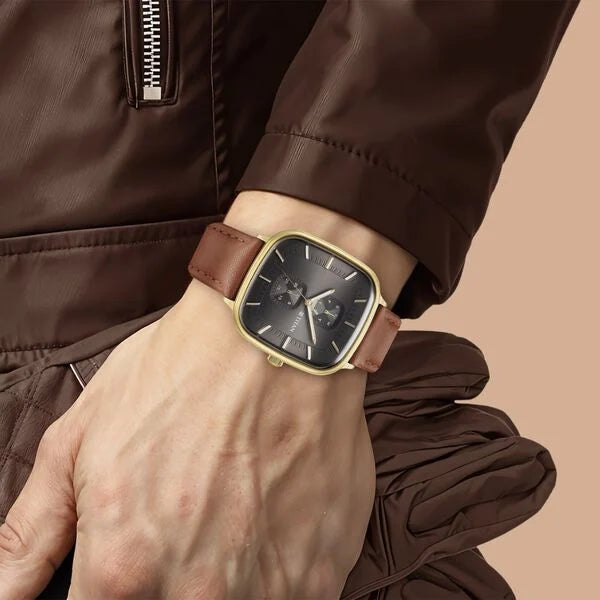 Titan 90178YL01 | Titan Avant Garde Anthracite Dial Quartz Multifunction Leather Strap watch for Men