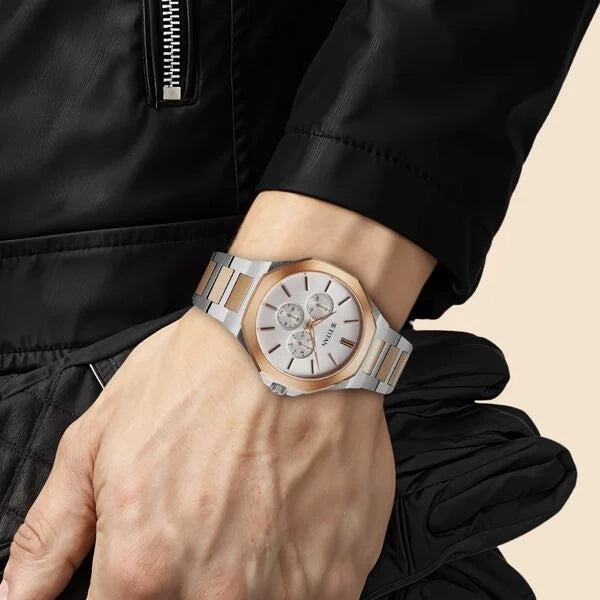 Titan 90198KM01 | Titan Classic Slim Multifunction Multifunction Silver Dial Multicoloured Stainless Steel Strap Watch For Men