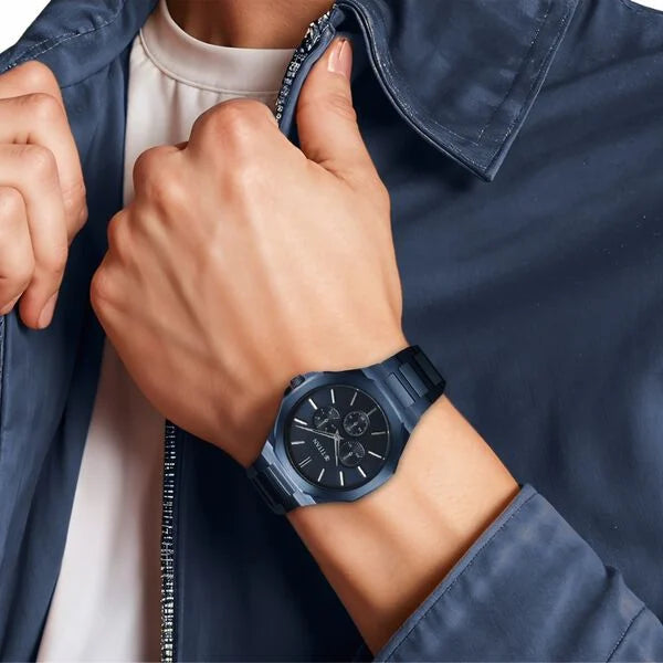 Titan 90198QM01 | Titan Classic Slim Multifunction Quartz Multifunction Blue Dial Stainless Steel Strap Watch For Men