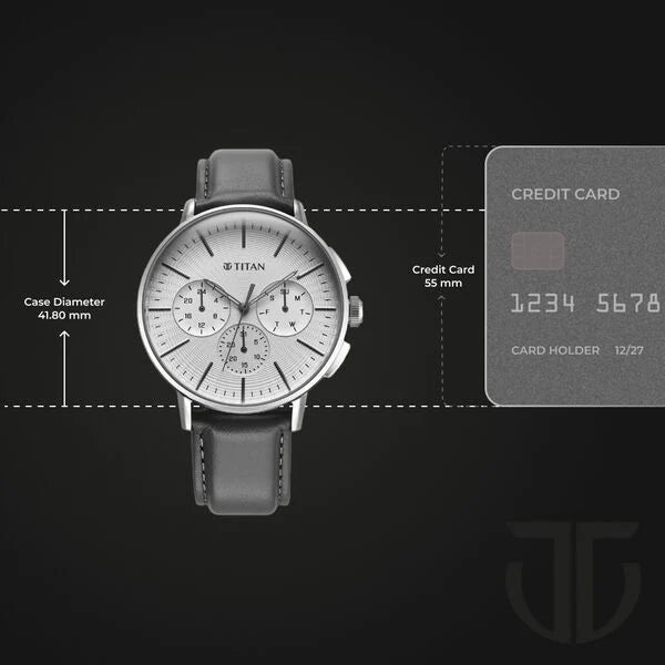 Titan 90200SL01 | Titan Light leathers Multifunction Silver Dial Leather Strap Watch For Men