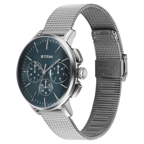 Titan 90200SM01 | Titan Light leathers Multifunction Anthracite Dial Stainless Steel Strap Watch For Men