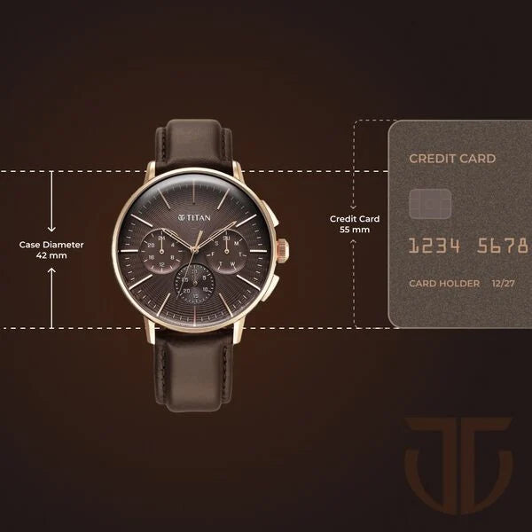 Titan 90200WL01 | Titan Light leathers Multifunction Brown Dial Leather Strap Watch For Men