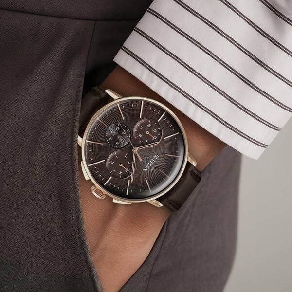Titan 90200WL01 | Titan Light leathers Multifunction Brown Dial Leather Strap Watch For Men