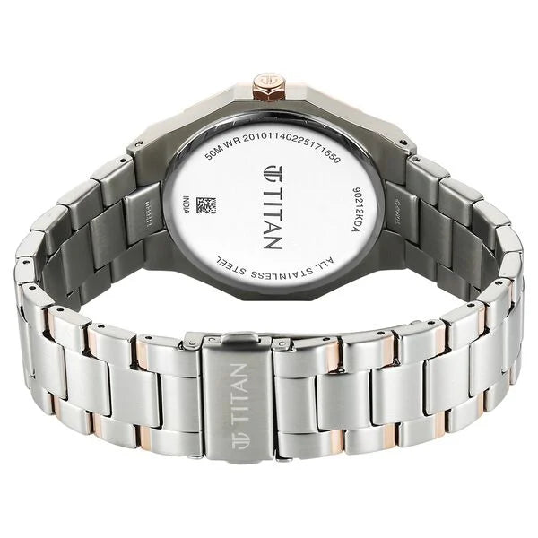 Titan 90212KM01 | Titan Regalia Dodecagon Quartz Analog with Date Silver Dial Two Toned Stainless Steel Strap Watch For Men