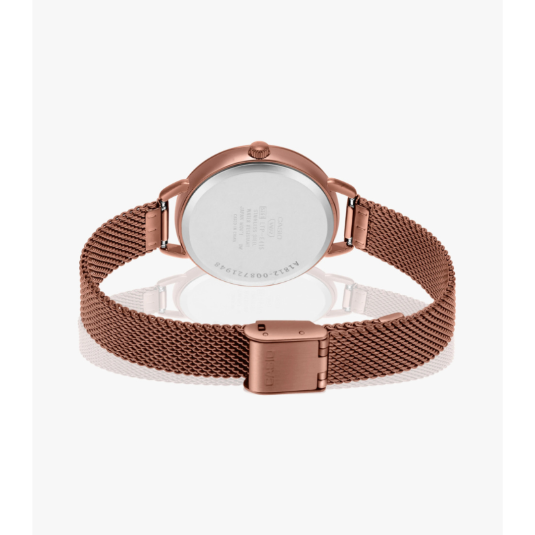 Casio LTP-E415MR-7C A1812 | Enticer Women Quartz Rose Gold Dial Analog Stainless Steel Watch