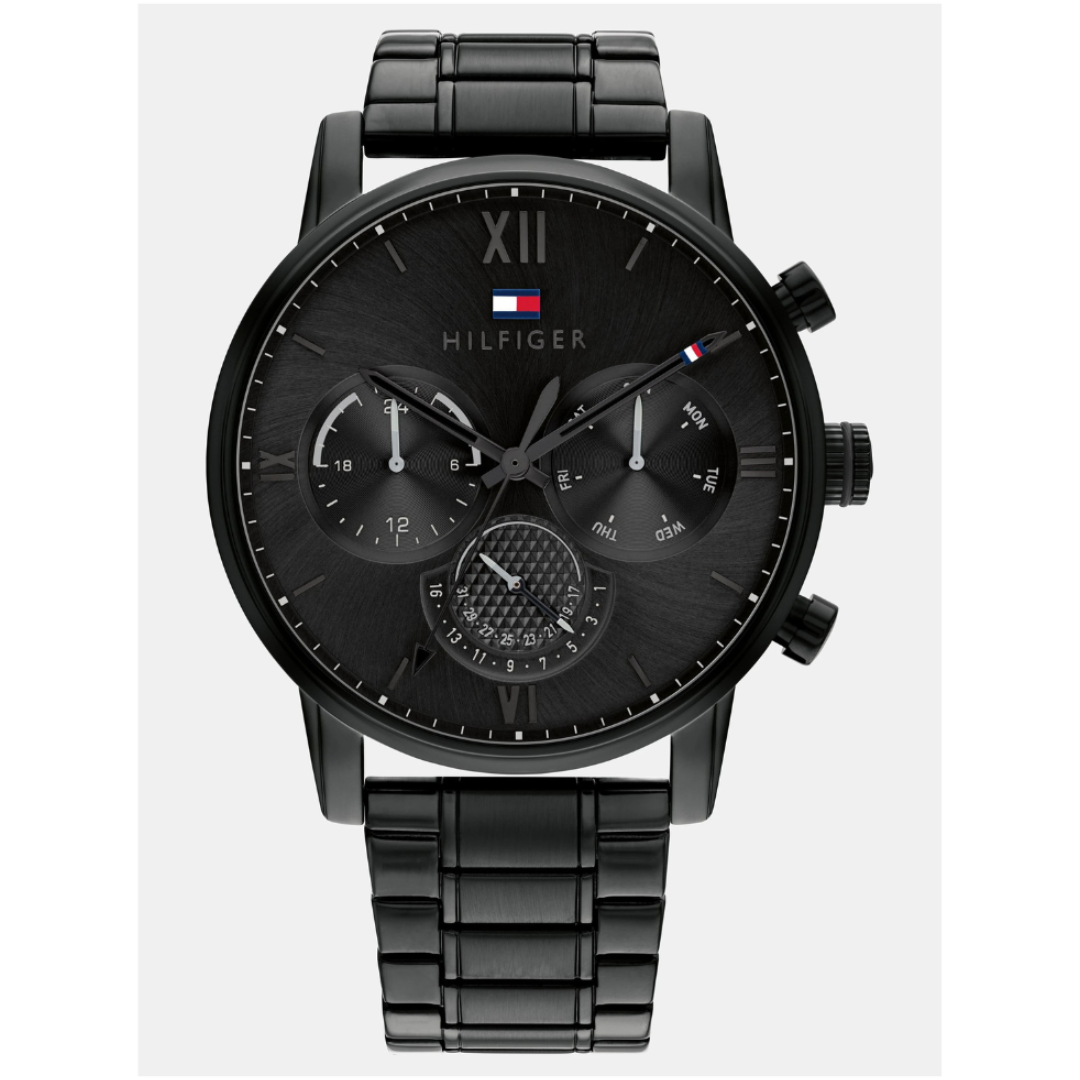 Tommy Hilfiger TH1791879W | Tommy Hilfiger Quartz Multifunction Black Dial Watch for Men.