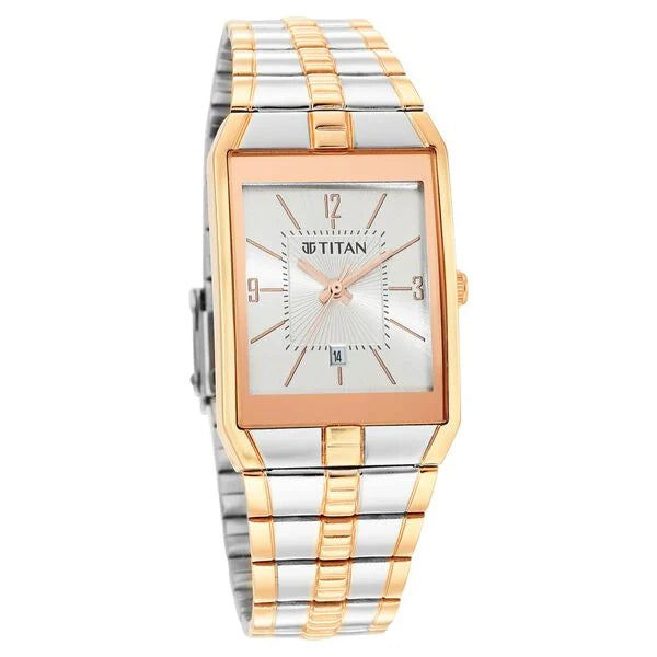 Titan 9151KM01 | Titan Quartz Analog Silver Dial Stainless Steel Strap Watch for Men