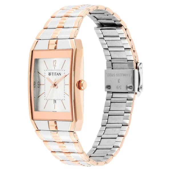 Titan 9151KM01 | Titan Quartz Analog Silver Dial Stainless Steel Strap Watch for Men