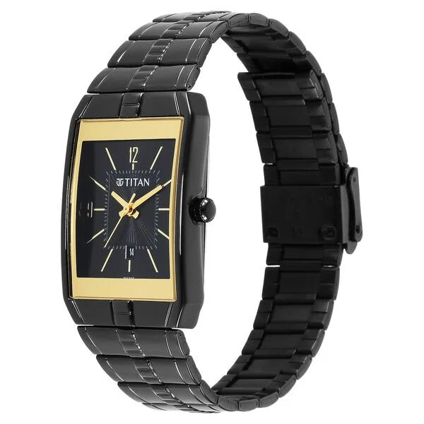 Titan 9151NM01 | Titan Quartz Analog Black Dial Stainless Steel Strap Watch for Men