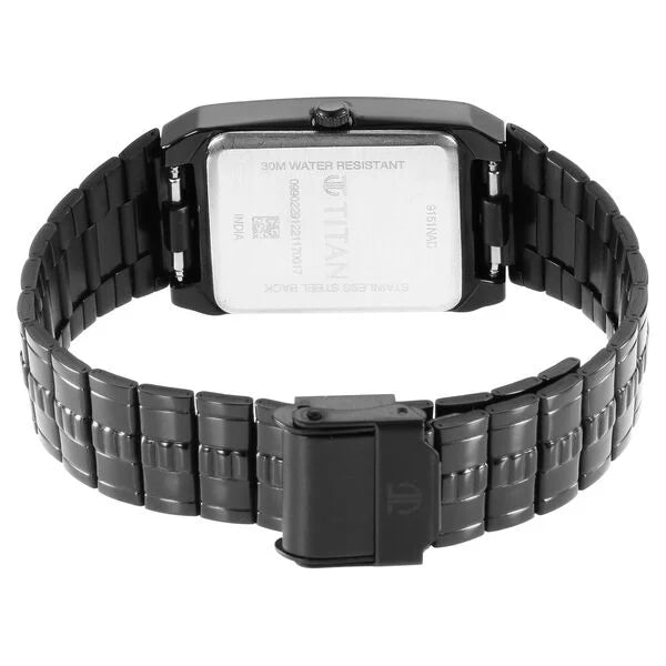 Titan 9151NM01 | Titan Quartz Analog Black Dial Stainless Steel Strap Watch for Men