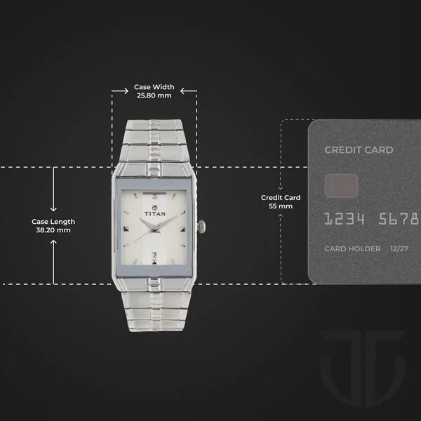 Titan 9151SM01 | Titan Quartz Analog with Date White Dial Stainless Steel Strap Watch for Men