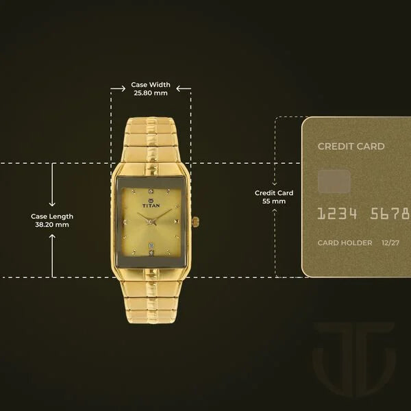 Titan 9151YM03 | Titan Golden Dial Analog with DateMetal Strap watch for Men