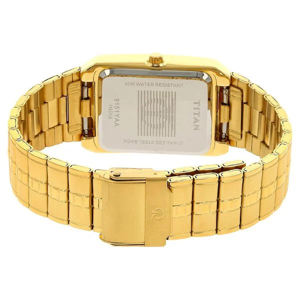 Titan 9151YM03 | Titan Golden Dial Analog with DateMetal Strap watch for Men