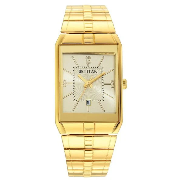 Titan 9151YM07 | Titan Karishma Analog Champagne Dial Watch for Men