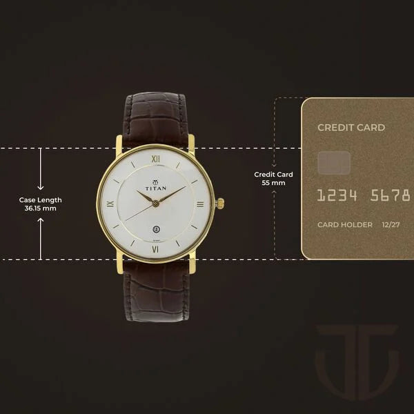 Titan 9162YL01 |  Titan Quartz Analog with Date White Dial Leather Strap Watch for Men