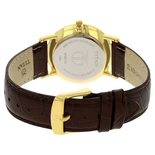 Titan 9162YL01 |  Titan Quartz Analog with Date White Dial Leather Strap Watch for Men