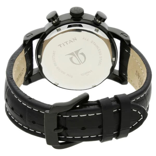 Titan 9234NL01E | Titan Black Dial Black leather Strap Watch for Men