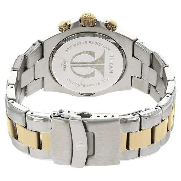 Titan 9308BM01 | Titan Chronograph White Dial Stainless Steel Strap watch for Men