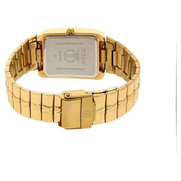 Titan 9317YM01 | Titan Quartz Analog with Date Champagne Dial Metal Strap Watch for Men