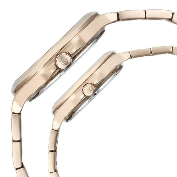 Titan 9400994209WM01 | Titan Bandhan Quartz Analog With Sun - Moon Silver Dial Rose Gold Stainless Steel Strap Watch For Couple