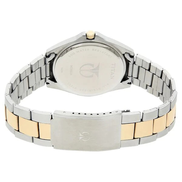 Titan 9439BM01 | Titan Quartz Analog White Dial Metal Strap Watch for Men