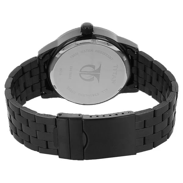 Titan 9441NM01 | Titan Quartz Analog with Date Black Dial Stainless Steel Strap Watch for Men