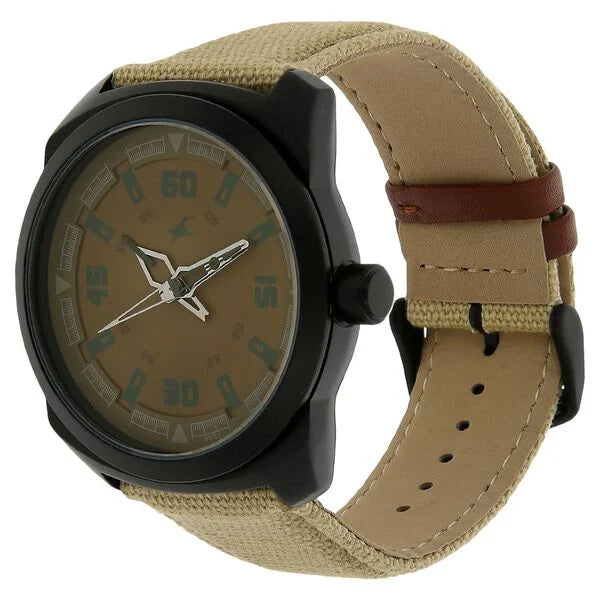 Fastrack 9463AL06 | Fastrack Explorer Quartz Analog Beige Dial Canvas Strap Watch for Guys