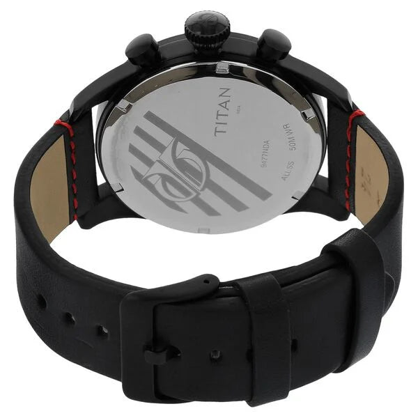 Titan 9477NL01J | Titan Quartz Analog Black Dial Leather Strap Watch for Men