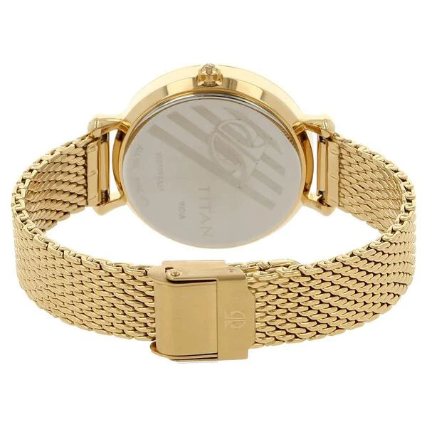 Titan 95015YM01 | Titan Quartz Analog Moonphase Champagne Dial Stainless Steel Strap Watch for Women