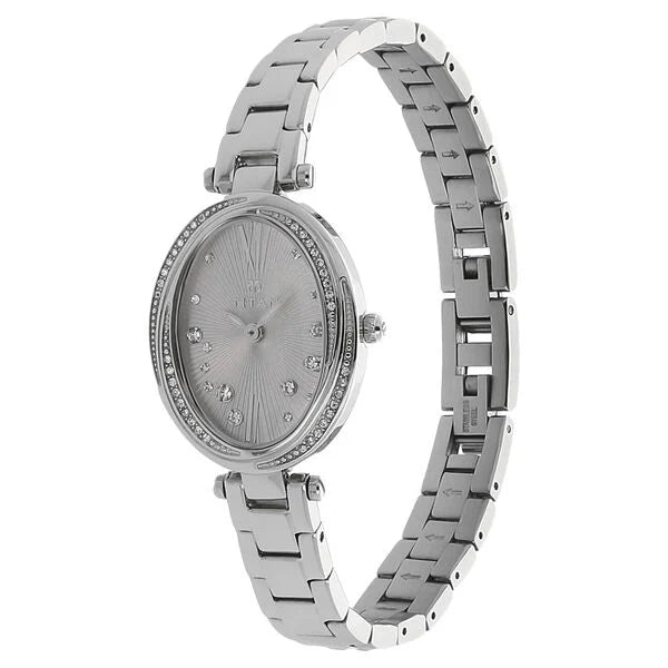 Titan 95025SM02 | Titan Quartz Analog Purple Dial Stainless Steel Strap Watch for Women