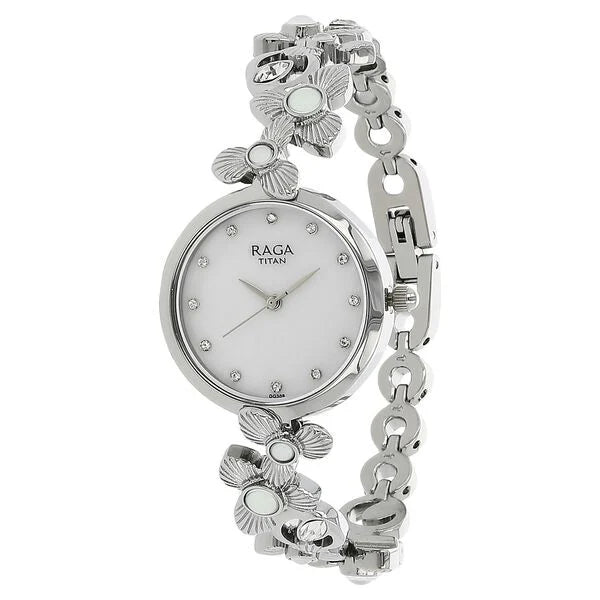 Titan 95048SM01 | Titan Raga Aurora Mother of Pearl Dial Women Watch With Metal Strap