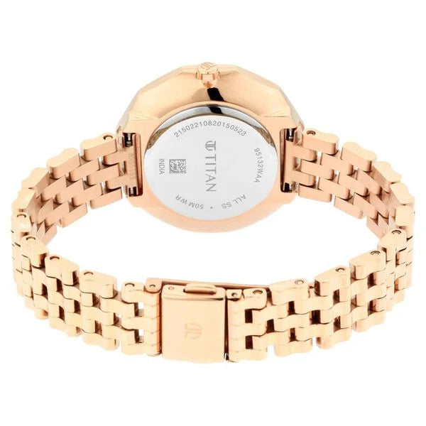 Titan 95132WM01 | Titan Animalia Rose Gold Dial Quartz Analog Stainless Steel Strap Watch for Women