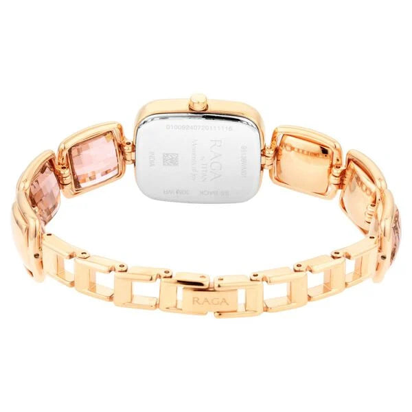 Titan 95136WM01 | Titan Raga Moments of Joy Mother of Pearl Dial Analog Rose Gold Metal Strap watch for Women