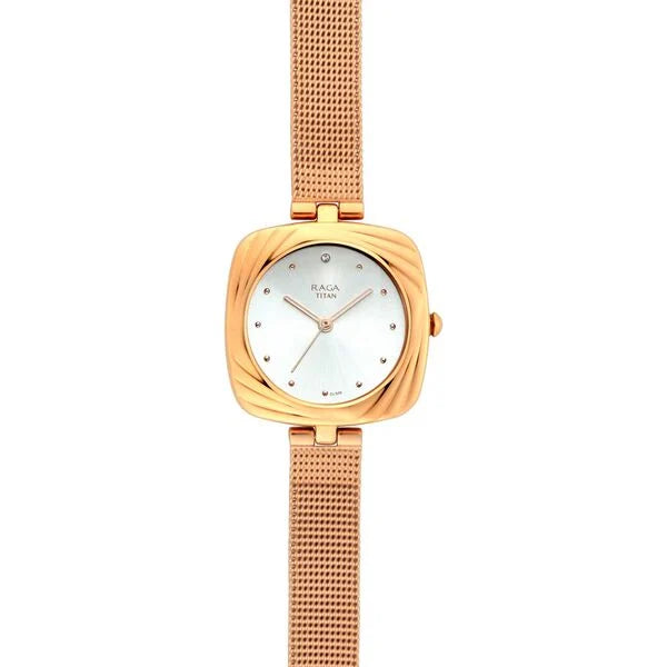 Titan 95139KM01 | Titan Raga Moments Of Joy Silver Dial Women Watch With Metal Strap