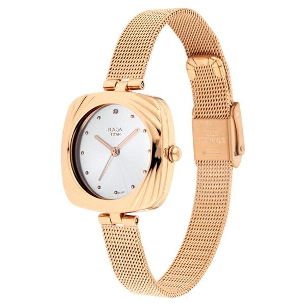 Titan 95139KM01 | Titan Raga Moments Of Joy Silver Dial Women Watch With Metal Strap