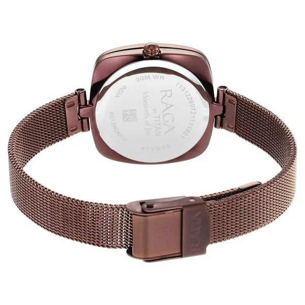 Titan 95139QM02 | Titan Raga Moments of Joy Brown Dial Analog Stainless Steel Strap Watch for Women