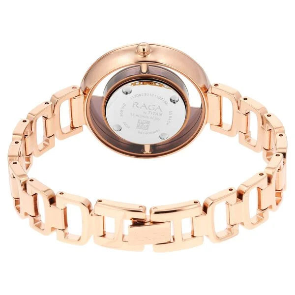 Titan 95140KM01 | Titan Raga Moments of Joy Brown Dial Analog Metal Strap Watch for Women