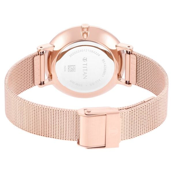 Titan 95142WM01 | Titan Slimline White Dial Analog with Date Stainless Steel Strap watch for Women