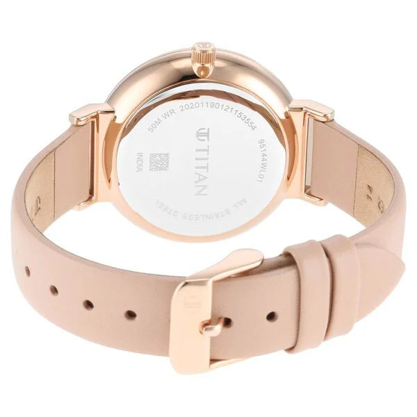 Titan 95144WL01 | Titan Slimline Silver Dial Quartz Multifunction Leather Strap watch for Women