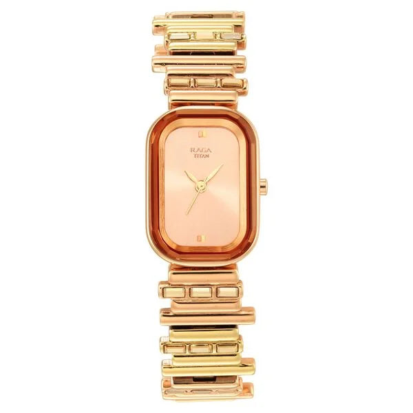 Titan 95154KM01 | Titan Raga Love All Rose Gold Dial Analog Metal Strap Watch for Women