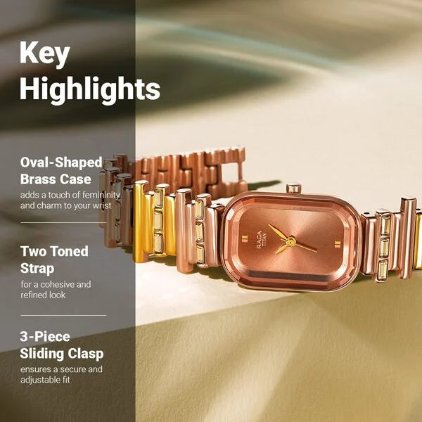 Titan 95154KM01 | Titan Raga Love All Rose Gold Dial Analog Metal Strap Watch for Women