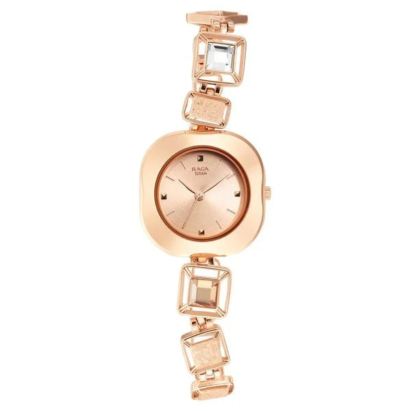 Titan 95156WM01 | Titan Raga Love All Rose Gold Dial Women Watch With Metal Strap