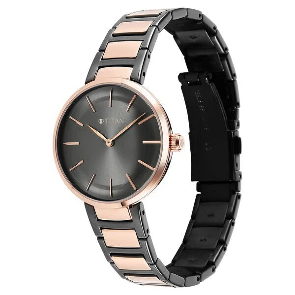 Titan 95183KM02 | Titan Workwear Quartz Analog Anthracite Dial Stainless Steel Strap Watch for Women