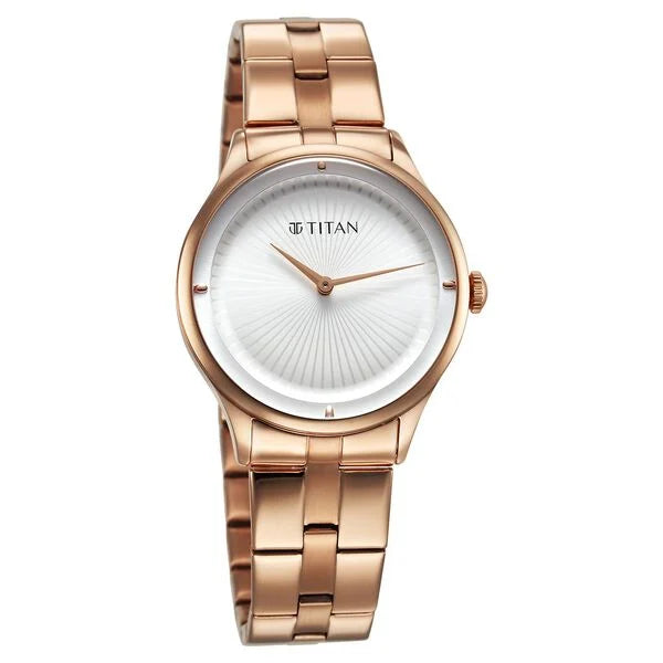 Titan 95185WM02 | Titan Workwear Quartz Analog White Dial Stainless Steel Strap Watch for Women