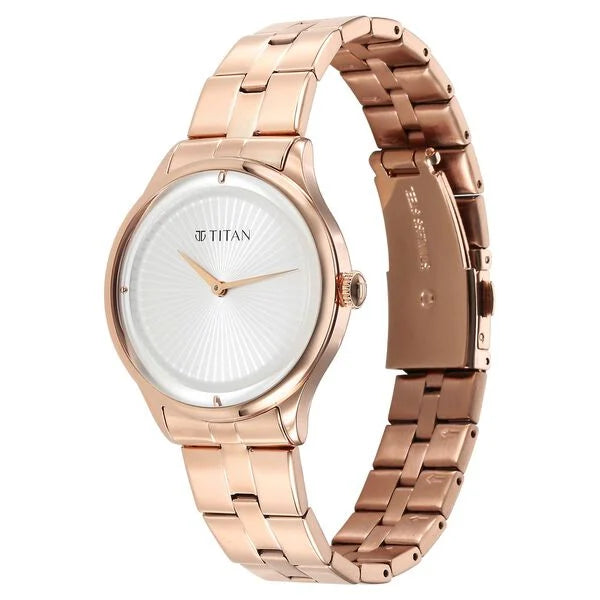 Titan 95185WM02 | Titan Workwear Quartz Analog White Dial Stainless Steel Strap Watch for Women