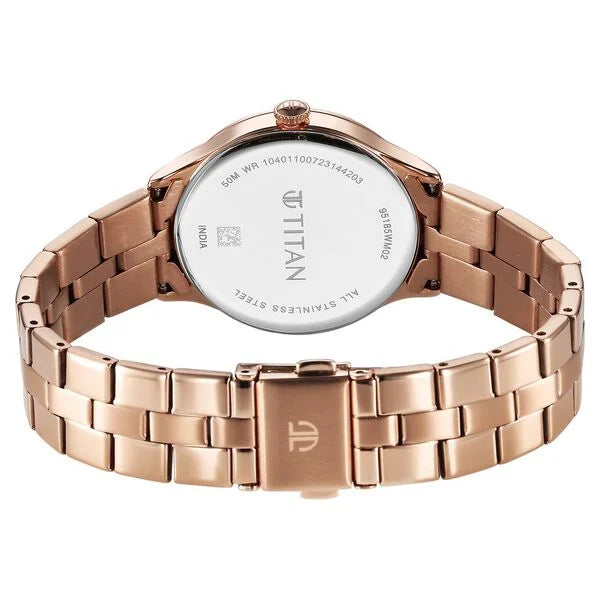 Titan 95185WM02 | Titan Workwear Quartz Analog White Dial Stainless Steel Strap Watch for Women